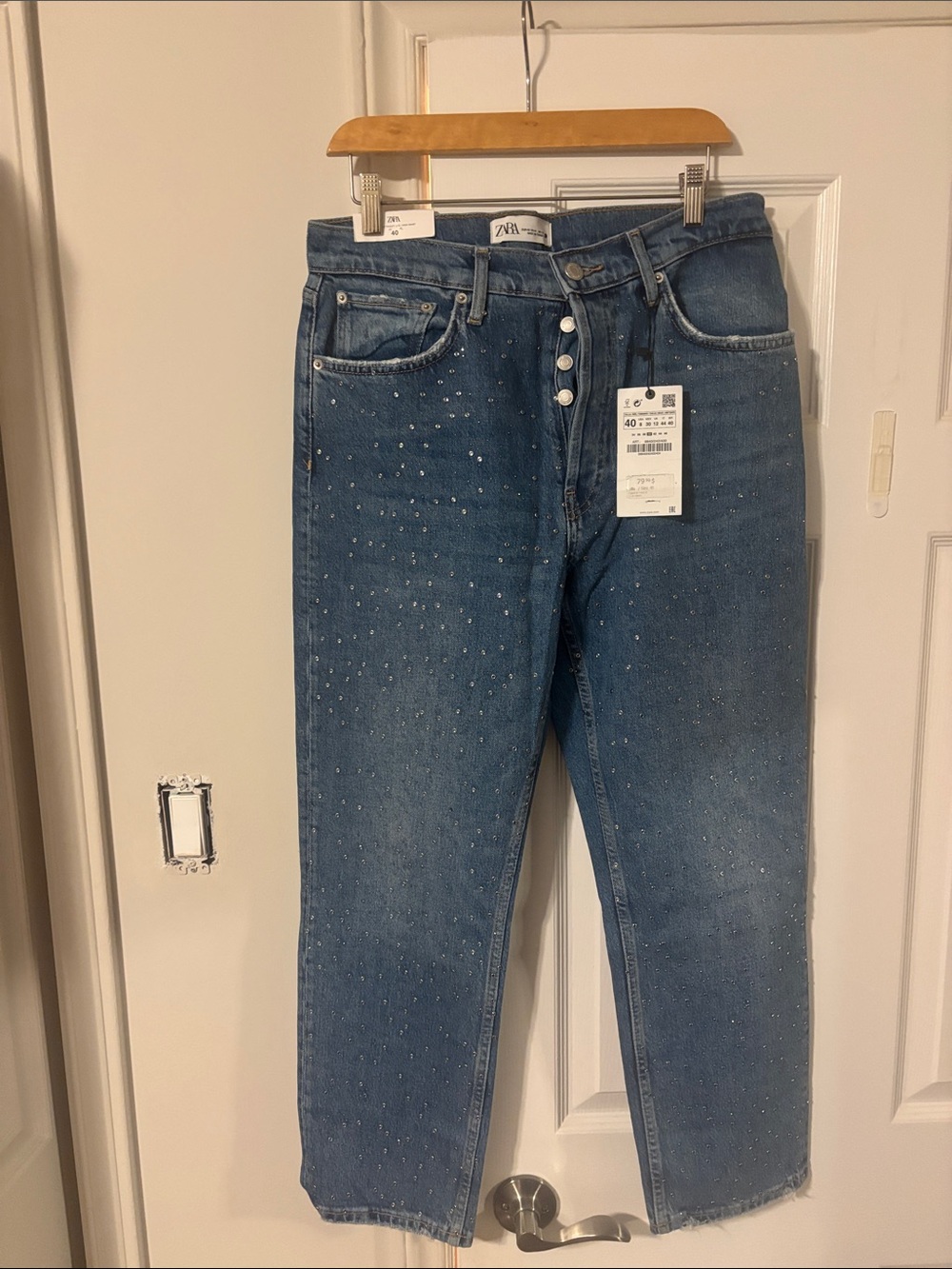 ZARA Crystal Crop Jeans size 40/8